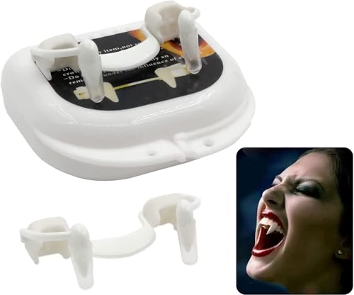 Einziehbare Vampirzähne, Realistische Teleskopische Vampirzähne, kratzen Nicht am Zahnfleisch, Wiederverwendbare Falsche Zähne, Vampirprothesen für Cosplay-Party-Requisiten, Halloween-Party von WEQNGIU
