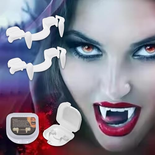 Vampirzähne, 3 Stück Einziehbare Vampirzähne Wiederverwendbare, Gruselige Zahnspangen, Halloween-Party Cosplay Karneval Verkleidung Horror-Requisiten von WEQNGIU