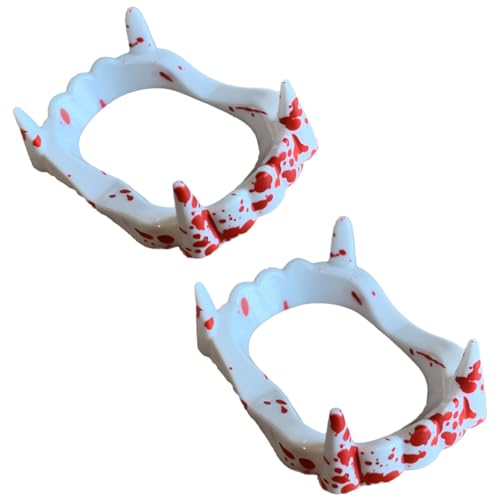 Vampirzähne, weiße Zähne, gruselige gefälschte Zähne, Zahnersatz für Party-Requisiten, Halloween, Party, Werwolf, Maskerade, Zähne, Kostüm, Zähne, 2 Stück Vampirzähne, weiße Zähne, gruselige gefälschte Zähne, Zahnersatz für Party-Requisiten, Halloween, Party, Werwolf, Maskerade, Zähne, Kostüm, Zähne, 2 Stück von WEQNGIU