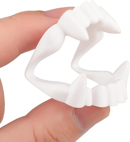 Vampirzähne für Kinder, 10 Stück Kunststoff Vampirzähne, Falsche Reißzähne für Cosplay-Party-Requisiten, Halloween-Kostüme Vampir-Accessoires Partygeschenke von WEQNGIU