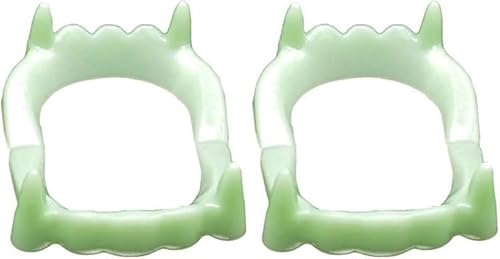 Vampirzähne für Kinder, 2 Stück, grüne Zähne, leuchten im Dunkeln, Kunststoff, künstliche Vampirzähne für Kinder, scharfe Zähne, Halloween, dekorative leuchtende Zahnprothesen, Verkleidung Vampirzähne für Kinder, 2 Stück, grüne Zähne, leuchten im Dunkeln, Kunststoff, künstliche Vampirzähne für Kinder, scharfe Zähne, Halloween, dekorative leuchtende Zahnprothesen, Verkleidung von WEQNGIU