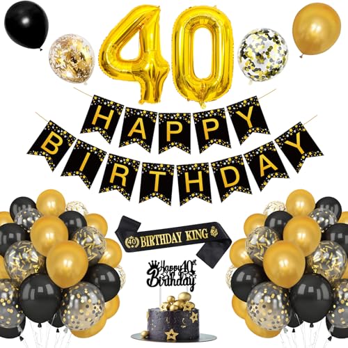 40 Geburtstag Dekorationen Schwarz Gold 40 Geburtstag Dekorationen Schwarz Gold von WEQTWL
