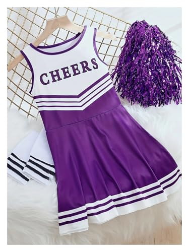 Cheerleader-Set, Kleider, niedliche Homecoming-Saison-Performance-Kostüme, Weihnachten, Party, Bash-Kostüme(PURPLE,11-12Y(150cm)) von WEQYFDC