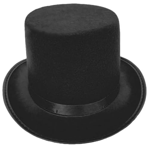 WEQYFDC Dress Up Zauberer-Zylinderhut For Frauen, Mann, Motto-Partyhut Mit Rollkrempe, Kostüm-Gentleman-Zylinderhut, Fotohut Für Eine Gala, Faschingsparty Oder Karneval(Black,S) von WEQYFDC