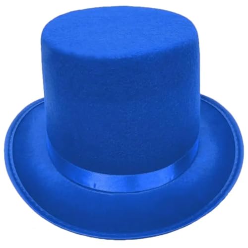 WEQYFDC Dress Up Zauberer-Zylinderhut For Frauen, Mann, Motto-Partyhut Mit Rollkrempe, Kostüm-Gentleman-Zylinderhut, Fotohut Für Eine Gala, Faschingsparty Oder Karneval(Blue,M) von WEQYFDC