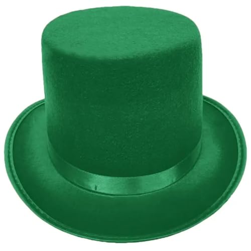 WEQYFDC Dress Up Zauberer-Zylinderhut For Frauen, Mann, Motto-Partyhut Mit Rollkrempe, Kostüm-Gentleman-Zylinderhut, Fotohut Für Eine Gala, Faschingsparty Oder Karneval(Green,M) von WEQYFDC