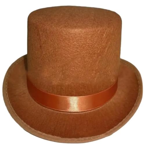 WEQYFDC Dress Up Zauberer-Zylinderhut For Frauen, Mann, Motto-Partyhut Mit Rollkrempe, Kostüm-Gentleman-Zylinderhut, Fotohut Für Eine Gala, Faschingsparty Oder Karneval(Khaki,M) von WEQYFDC