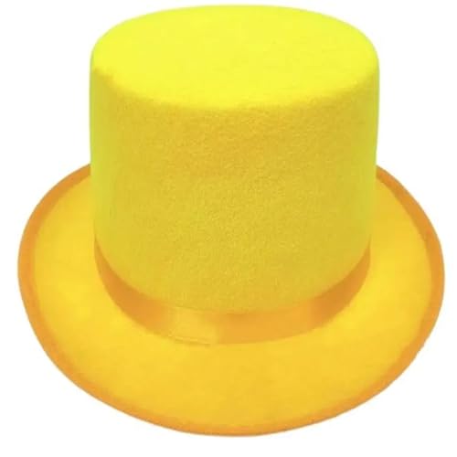 WEQYFDC Dress Up Zauberer-Zylinderhut For Frauen, Mann, Motto-Partyhut Mit Rollkrempe, Kostüm-Gentleman-Zylinderhut, Fotohut Für Eine Gala, Faschingsparty Oder Karneval(Yellow,S) von WEQYFDC
