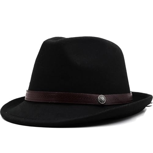 WEQYFDC Einfache Männer Zylinder for Winter Herbst elegante Dame Filz Jazz Hut Für Eine Gala, Faschingsparty Oder Karneval(Black) von WEQYFDC