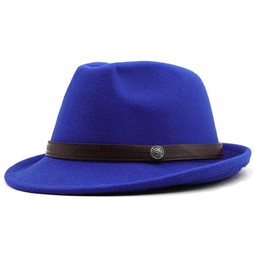 WEQYFDC Einfache Männer Zylinder for Winter Herbst elegante Dame Filz Jazz Hut Für Eine Gala, Faschingsparty Oder Karneval(Blue) von WEQYFDC