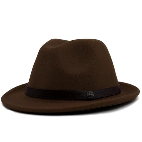 WEQYFDC Einfache Männer Zylinder for Winter Herbst elegante Dame Filz Jazz Hut Für Eine Gala, Faschingsparty Oder Karneval(Brown) von WEQYFDC