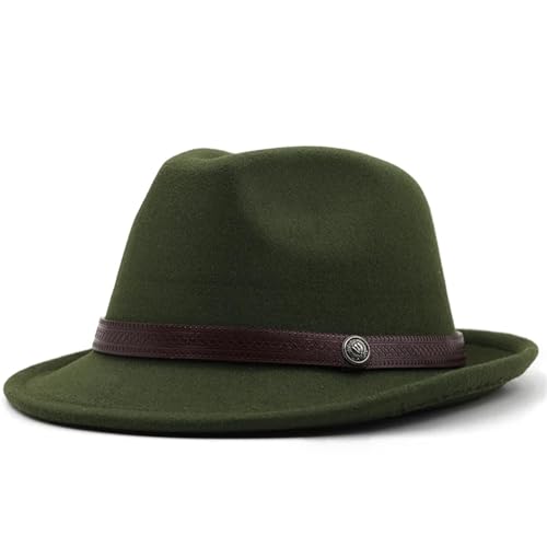 WEQYFDC Einfache Männer Zylinder for Winter Herbst elegante Dame Filz Jazz Hut Für Eine Gala, Faschingsparty Oder Karneval(Deep Green) von WEQYFDC