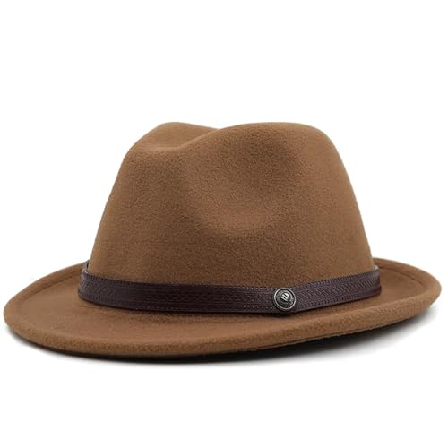 WEQYFDC Einfache Männer Zylinder for Winter Herbst elegante Dame Filz Jazz Hut Für Eine Gala, Faschingsparty Oder Karneval(Khaki) von WEQYFDC