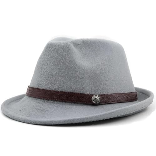 WEQYFDC Einfache Männer Zylinder for Winter Herbst elegante Dame Filz Jazz Hut Für Eine Gala, Faschingsparty Oder Karneval(Light Grey) von WEQYFDC
