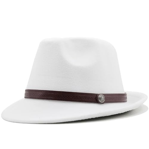 WEQYFDC Einfache Männer Zylinder for Winter Herbst elegante Dame Filz Jazz Hut Für Eine Gala, Faschingsparty Oder Karneval(White) von WEQYFDC