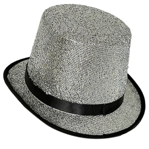 WEQYFDC Glitzer-Zylinderhut Mit Breiter Krempe, Feiertags-Zylinderhut Mit Kurzer Krempe, Zaubererkostüm For Versammlungen Im Freien Für Eine Gala, Faschingsparty Oder Karneval(Light Gold) von WEQYFDC