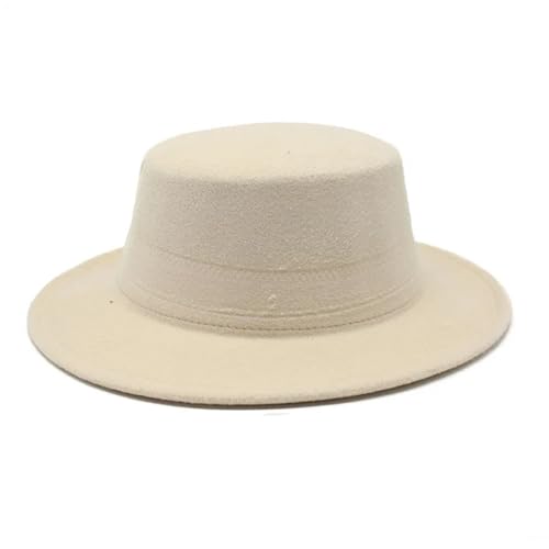 WEQYFDC Herbst-Winter-Filzhüte for Jungen und Mädchen, flache Oberseite, Jazz-Kappen, formelle Kleiderhüte Für Eine Gala, Faschingsparty Oder Karneval(Beige) von WEQYFDC