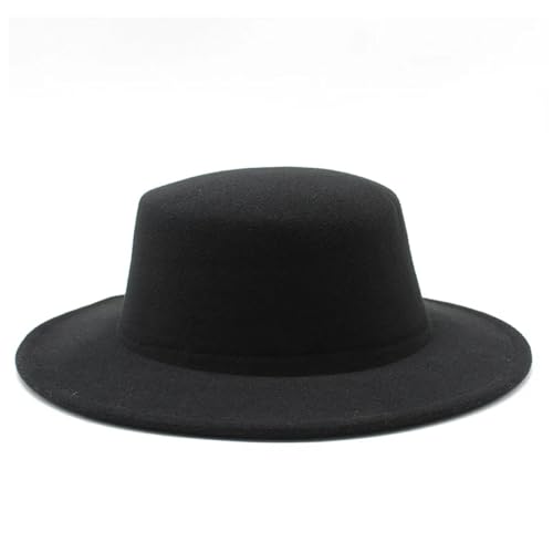 WEQYFDC Herbst-Winter-Filzhüte for Jungen und Mädchen, flache Oberseite, Jazz-Kappen, formelle Kleiderhüte Für Eine Gala, Faschingsparty Oder Karneval(Black) von WEQYFDC