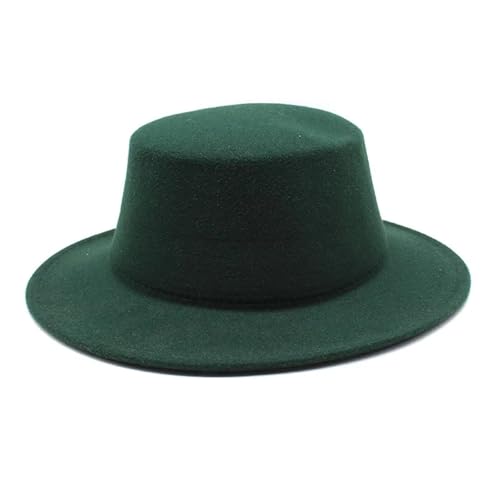 WEQYFDC Herbst-Winter-Filzhüte for Jungen und Mädchen, flache Oberseite, Jazz-Kappen, formelle Kleiderhüte Für Eine Gala, Faschingsparty Oder Karneval(Dark Green) von WEQYFDC