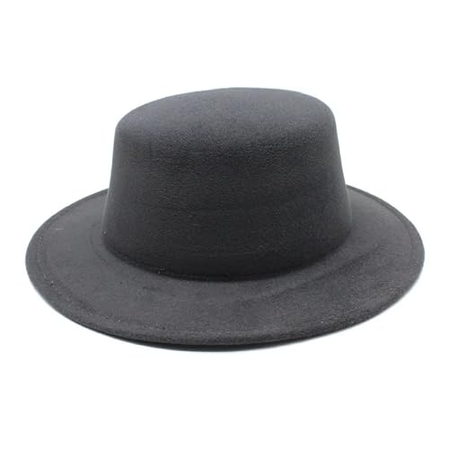 WEQYFDC Herbst-Winter-Filzhüte for Jungen und Mädchen, flache Oberseite, Jazz-Kappen, formelle Kleiderhüte Für Eine Gala, Faschingsparty Oder Karneval(Dark Grey) von WEQYFDC