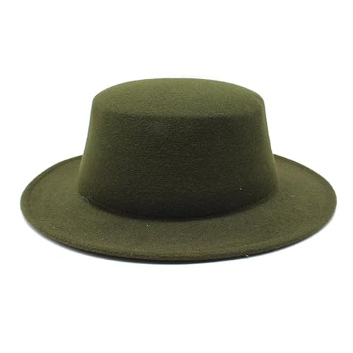 WEQYFDC Herbst-Winter-Filzhüte for Jungen und Mädchen, flache Oberseite, Jazz-Kappen, formelle Kleiderhüte Für Eine Gala, Faschingsparty Oder Karneval(Deep Green) von WEQYFDC