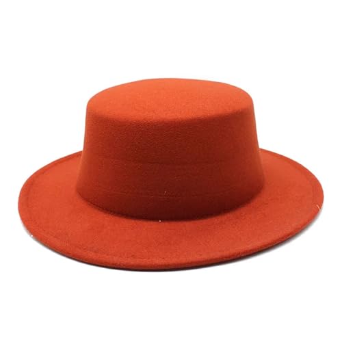 WEQYFDC Herbst-Winter-Filzhüte for Jungen und Mädchen, flache Oberseite, Jazz-Kappen, formelle Kleiderhüte Für Eine Gala, Faschingsparty Oder Karneval(Deep Red) von WEQYFDC