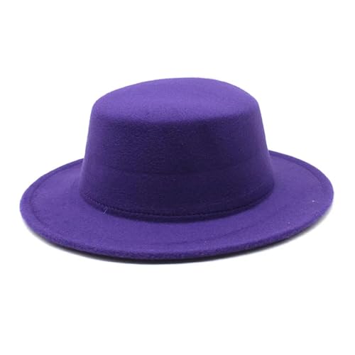 WEQYFDC Herbst-Winter-Filzhüte for Jungen und Mädchen, flache Oberseite, Jazz-Kappen, formelle Kleiderhüte Für Eine Gala, Faschingsparty Oder Karneval(PURPLE) von WEQYFDC