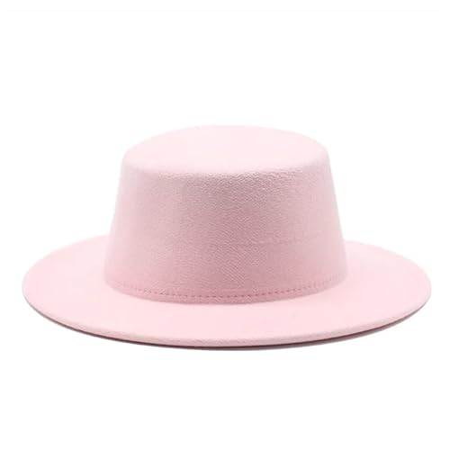 WEQYFDC Herbst-Winter-Filzhüte for Jungen und Mädchen, flache Oberseite, Jazz-Kappen, formelle Kleiderhüte Für Eine Gala, Faschingsparty Oder Karneval(Pink) von WEQYFDC