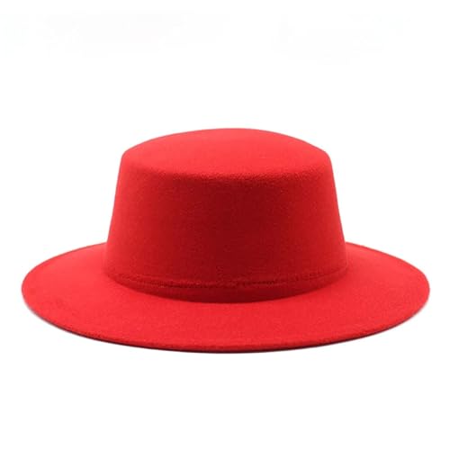WEQYFDC Herbst-Winter-Filzhüte for Jungen und Mädchen, flache Oberseite, Jazz-Kappen, formelle Kleiderhüte Für Eine Gala, Faschingsparty Oder Karneval(Red) von WEQYFDC