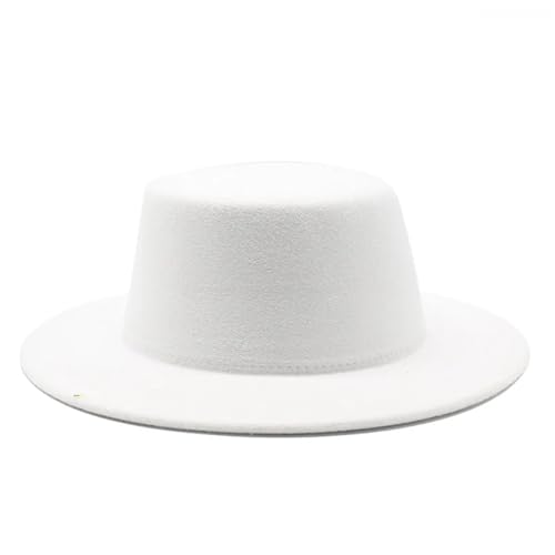 WEQYFDC Herbst-Winter-Filzhüte for Jungen und Mädchen, flache Oberseite, Jazz-Kappen, formelle Kleiderhüte Für Eine Gala, Faschingsparty Oder Karneval(WHITE) von WEQYFDC