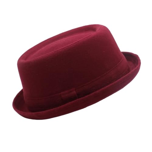 WEQYFDC Herren-Zylinder, Retro-Fedora-Kappen, klassische Jazz-Party, Outdoor-Reisen Für Eine Gala, Faschingsparty Oder Karneval(Dark Red) von WEQYFDC