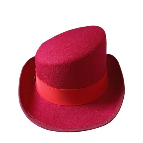 WEQYFDC High Top Fedoras Hut 9 Farben Hut Magic Hat Herren Zylinder Für Eine Gala, Faschingsparty Oder Karneval(Deep Red) von WEQYFDC