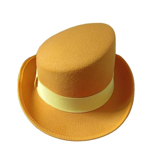 WEQYFDC High Top Fedoras Hut 9 Farben Hut Magic Hat Herren Zylinder Für Eine Gala, Faschingsparty Oder Karneval(Deep Yellow) von WEQYFDC