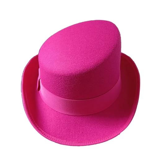 WEQYFDC High Top Fedoras Hut 9 Farben Hut Magic Hat Herren Zylinder Für Eine Gala, Faschingsparty Oder Karneval(Rose Red) von WEQYFDC