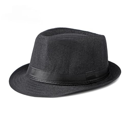 WEQYFDC Jazz Hut Strand Leinen Zylinder for Männer und Frauen Frühling und Sommer Outdoor Sonnenschutz Hut Für Eine Gala, Faschingsparty Oder Karneval(Light Grey) von WEQYFDC