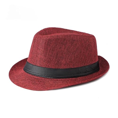 WEQYFDC Jazz Hut Strand Leinen Zylinder for Männer und Frauen Frühling und Sommer Outdoor Sonnenschutz Hut Für Eine Gala, Faschingsparty Oder Karneval(Red) von WEQYFDC