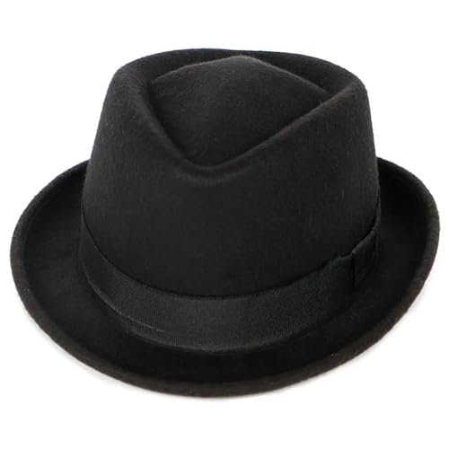 WEQYFDC Klassische Herrenmütze, solide Winter-Kurzarm-Jazz-Top-Hüte, schwarze Gentleman-Filzkappe Für Eine Gala, Faschingsparty Oder Karneval(Black) von WEQYFDC