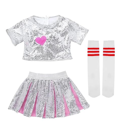 WEQYFDC Pailletten Kurzarm Rosa Frauen Cheerleading Kostüm Mädchen Jazz Dance Hip Hop Cheerleader Uniform Wettbewerb Leistung(145-155CM 35-42KG) von WEQYFDC