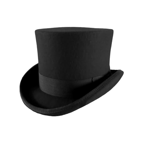 WEQYFDC Polyester-Filz-Zylinder for Männer und Frauen, Zylinder-High-Hat-Topper, Dress-Up-Party-Kostüm, Fedora, Zauberer, Theaterhut Für Eine Gala, Faschingsparty Oder Karneval(Black,M) von WEQYFDC