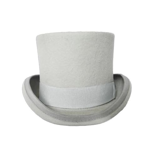 WEQYFDC Polyester-Filz-Zylinder for Männer und Frauen, Zylinder-High-Hat-Topper, Dress-Up-Party-Kostüm, Fedora, Zauberer, Theaterhut Für Eine Gala, Faschingsparty Oder Karneval(Light Grey,M) von WEQYFDC