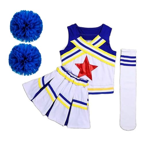 WEQYFDC Pompoms Cheerleading Kostüm Frauen Mädchen Wettbewerb Rot Cheerleader Schule Team Uniform Klassenanzug for Kinder Tanzen Kostüme(Black,4XL170CM 50-55KG) von WEQYFDC