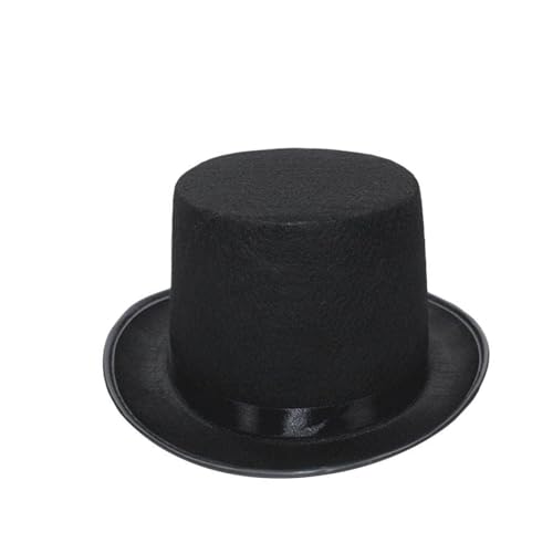 WEQYFDC Schwarzer Filzzylinder for Erwachsene, Unisex, formelle Kostümhüte mit Satinband, flippige Kostüm-Partyhüte for Nachtclub-Festival Für Eine Gala, Faschingsparty Oder Karneval(S) von WEQYFDC