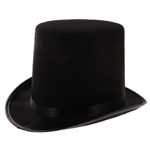 WEQYFDC Schwarzer Zylinderhut Aus Polyesterfilz Und Satin, Zaubererhut, Party-Kostümzubehör Für Eine Gala, Faschingsparty Oder Karneval WEQYFDC Schwarzer Zylinderhut Aus Polyesterfilz Und Satin, Zaubererhut, Party-Kostümzubehör Für Eine Gala, Faschingsparty Oder Karneval von WEQYFDC