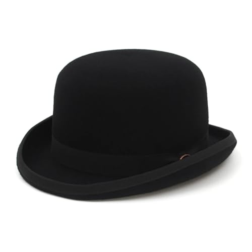 WEQYFDC Wollfilz-Zylinder for Männer und Frauen, Party, formelle Fedora-Bowler-Hut, Kostüm, Zauberer-Kappe Für Eine Gala, Faschingsparty Oder Karneval(Black,M(57cm)) von WEQYFDC