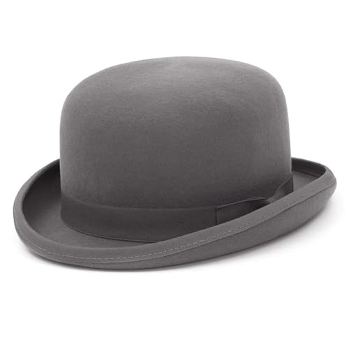 WEQYFDC Wollfilz-Zylinder for Männer und Frauen, Party, formelle Fedora-Bowler-Hut, Kostüm, Zauberer-Kappe Für Eine Gala, Faschingsparty Oder Karneval(Grey,L(59cm)) von WEQYFDC