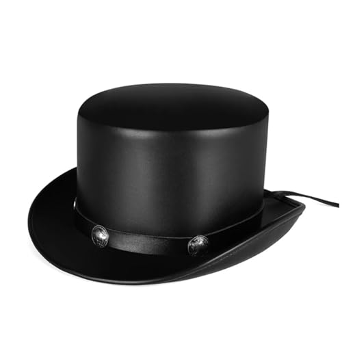 WEQYFDC Zauberer-Zylinder, PU-Leder, Pork Pie-Hut, Zylinder, Melone Für Eine Gala, Faschingsparty Oder Karneval(Brown) von WEQYFDC