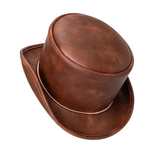 WEQYFDC Zylinderhut For Herren Und Damen, PU-Leder, For Erwachsene, For Party, Kostüm, Reisen, Nachtclub Für Eine Gala, Faschingsparty Oder Karneval(Black) von WEQYFDC