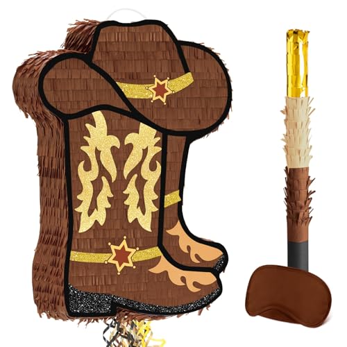 Cowboy Piñata – Cowboyhut Piñata mit Stock und Augenbinde Cowboystiefel Pinata Geburtstags Western Party Dekoration für Erwachsene Kinder Geburtstags Partydeko Zubehör Pinata mit Bauernhoftieren Cowboy Piñata – Cowboyhut Piñata mit Stock und Augenbinde Cowboystiefel Pinata Geburtstags Western Party Dekoration für Erwachsene Kinder Geburtstags Partydeko Zubehör Pinata mit Bauernhoftieren von WERNNSAI