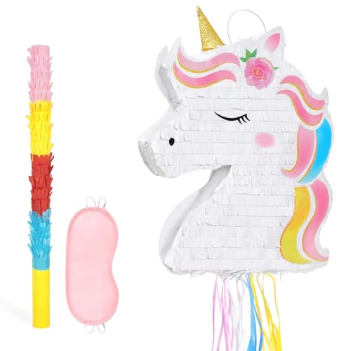 WERNNSAI Einhorn Pinata – Kindergeburtstags Pinata Faltbar Ausziehbar mit Augenbinde und Schlagstock Geburtstagsparty Spiele Kleine Einhorn Piñatas mit Quasten Mädchen Einhorn Geburtstagsparty WERNNSAI Einhorn Pinata – Kindergeburtstags Pinata Faltbar Ausziehbar mit Augenbinde und Schlagstock Geburtstagsparty Spiele Kleine Einhorn Piñatas mit Quasten Mädchen Einhorn Geburtstagsparty von WERNNSAI