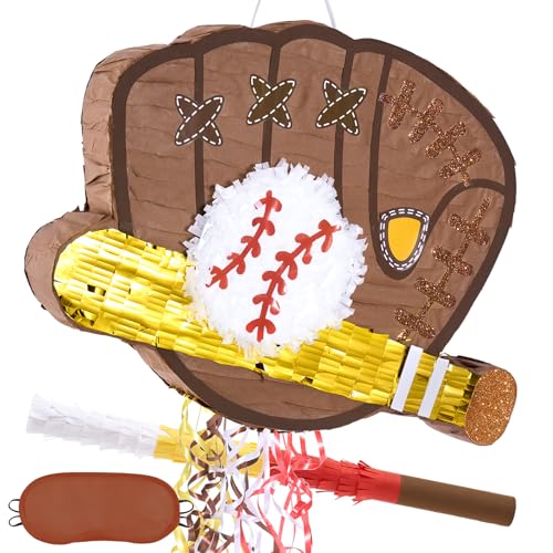 WERNNSAI Baseball Pinata – Sport Geburtstagsdeko für Jungen Kinder Baseball Piñata mit Augenbinde und Schläger Baseballhandschuhe mit Kordelzug Piñata für Familienspiele Baseball Partyzubehör WERNNSAI Baseball Pinata – Sport Geburtstagsdeko für Jungen Kinder Baseball Piñata mit Augenbinde und Schläger Baseballhandschuhe mit Kordelzug Piñata für Familienspiele Baseball Partyzubehör von WERNNSAI